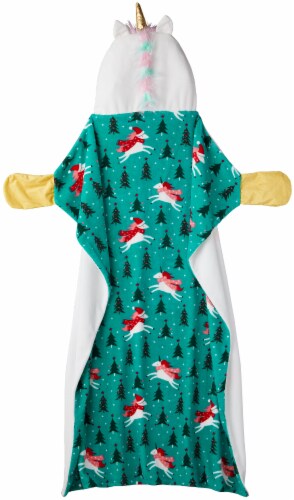 Holiday Home Hooded Unicorn Throw Blanket Perspective: back