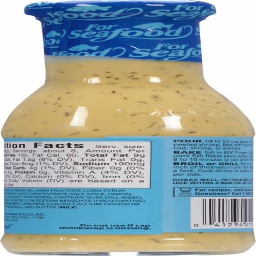 McCormick® Lemon Butter Dill Flavored Seafood Sauce Perspective: back