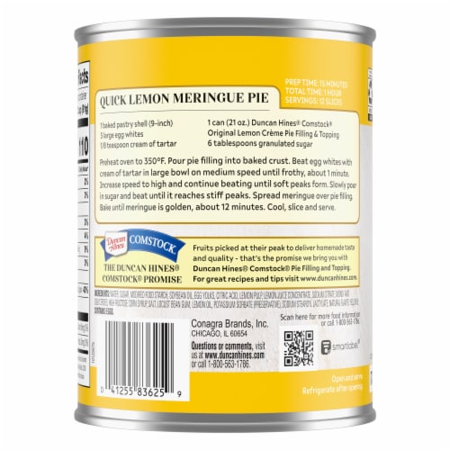 Duncan Hines Comstock Original Lemon Crème Pie Filling And Topping Perspective: back