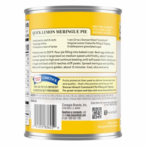 Duncan Hines Comstock Original Lemon Crème Pie Filling And Topping Perspective: back