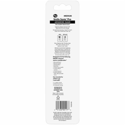 Kroger® Smile Sonic Pro Advanced Clean Medium Replacement Brush Heads Perspective: back