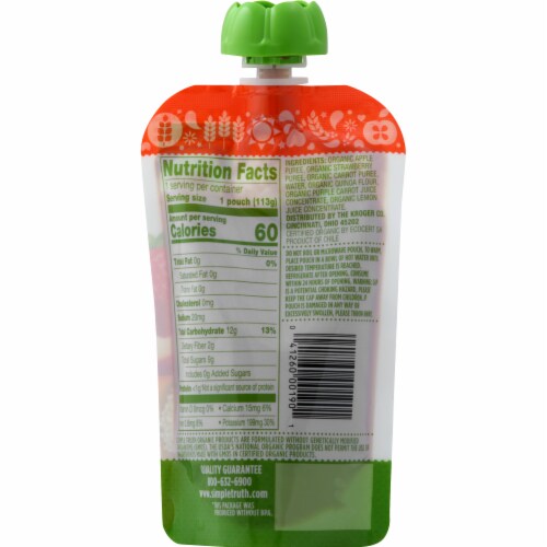 Simple Truth Organic® Apple Strawberry Carrot Quinoa Stage 2 Baby Food Perspective: back
