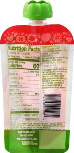 Simple Truth Organic® Apple Sweet Potato Pumpkin Stage 2 Baby Food Puree Perspective: back