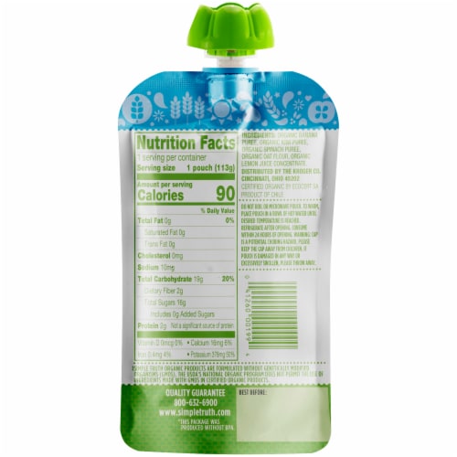 Simple Truth Organic® Banana Kiwi Spinach Oat Stage 2 Baby Food Puree Perspective: back