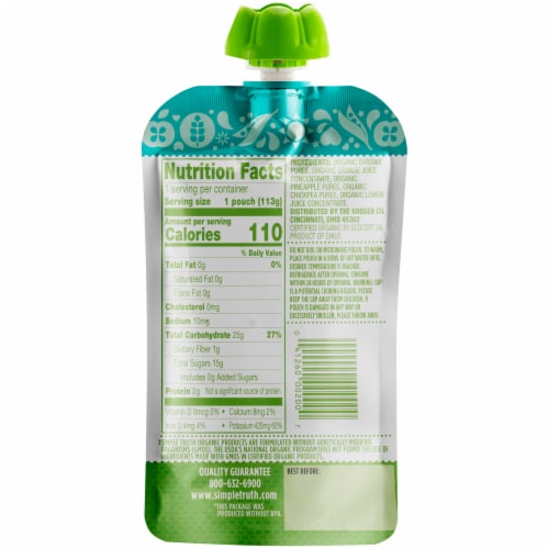 Simple Truth Organic® Banana Orange Pineapple Chickpea Stage 2 Baby Food Puree Perspective: back