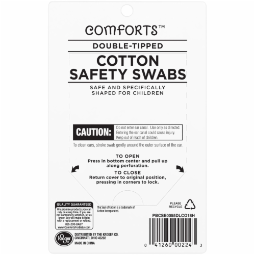 Comforts™ Double-Tipped Cotton Safety Swabs Perspective: back