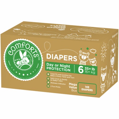 Comforts™ Day or Night Diapers Size 6 (35+ lbs) Perspective: back