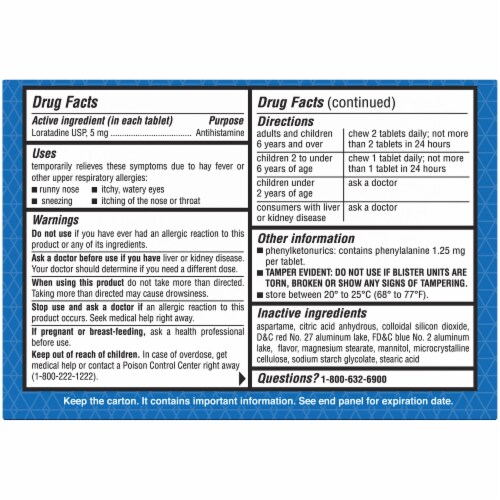 Kroger® Grape Flavor Children's Allergy Chewable Tablets Perspective: back