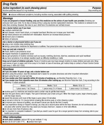 Kroger® Fruit Flavored Nicotine Gum 2mg Perspective: back