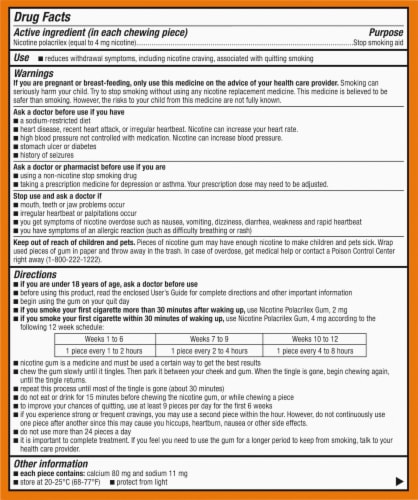 Kroger® Fruit Flavored Nicotine Gum 4mg Perspective: back