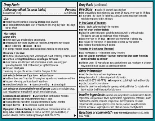 Kroger® Strawberry Flavor Lansoprazole Acid Reducer Tablets Perspective: back