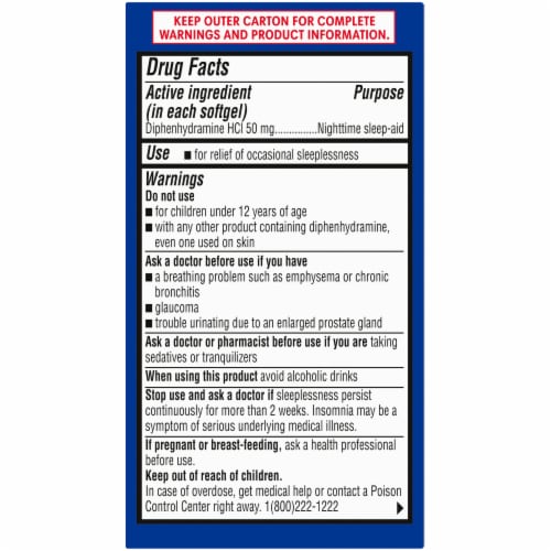 Kroger® Nighttime Sleep Aid 50mg Softgels Perspective: back