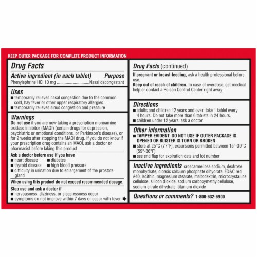 Kroger® Maximum Strength Non-Drowsy Nasal Decongestant PE Tablets 10mg Perspective: back