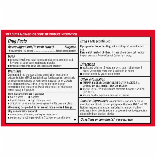Kroger® Maximum Strength Non-Drowsy Nasal Decongestant PE Tablets 10mg Perspective: back