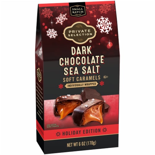 Private Selection® Dark Chocolate Sea Salt Caramels Holiday Candy Pack Perspective: back