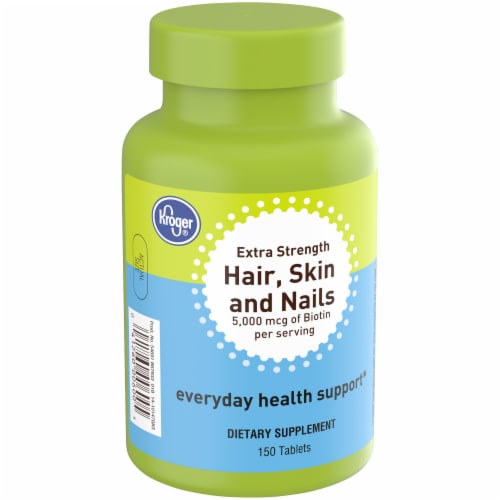 Kroger® Biotin Hair, Skin and Nails◊ Extra Strength Tablets 5000mcg Perspective: back