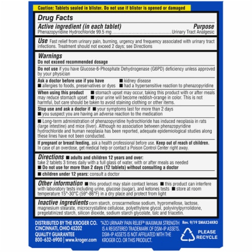 Kroger® Maximum Strength Urinary Pain Relief Tablets Perspective: back