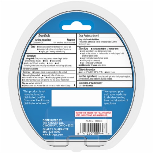 Kroger® Docosanol Cold Sore/Fever Blister Treatment Cream Perspective: back
