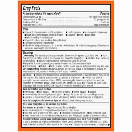Kroger® Maximum Strength DayTime Severe Cold & Flu Softgels Perspective: back