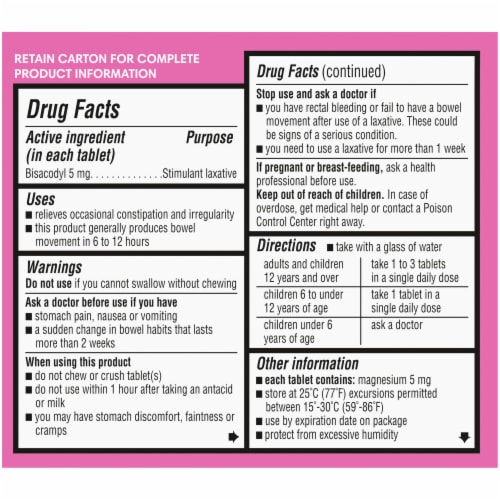 Kroger® Women's Stimulant Laxative Comfort Coated Tablets Perspective: back