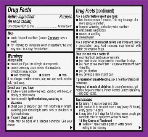 Kroger® Omeprazole Acid Reducer Delayed Release Tablets 20mg Perspective: back