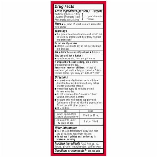Kroger® Cherry Flavor Nausea Relief Liquid Perspective: back