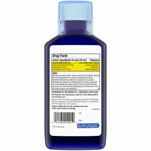 Kroger® Maximum Strength Fast Mucus Relief Flu & Sore Throat Cold Medicine Multi-Symptom Liquid Perspective: back