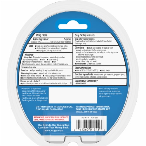 Kroger® Docosanol Cold Sore Treatment Cream Perspective: back