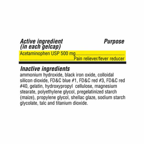 Kroger® Extra Strength Pain Reliever and Fever Reducer Acetaminophen Rapid Release Gelcaps 500mg Perspective: back