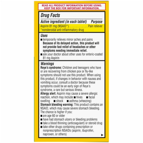 Kroger® Low Dose Aspirin Pain Reliever Tablets 81mg Perspective: back