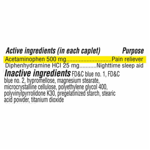 Kroger® Extra Strength Pain Reliever PM Acetaminophen and Diphenhydramine HCl Caplets Perspective: back
