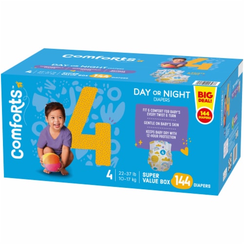 Comforts™ Day or Night Baby Diapers Size 4 (22-37 lbs) Perspective: back