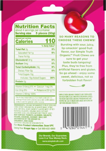 Simple Truth Organic™ Sour Cherry Individually Wrapped Fruit Chews Perspective: back
