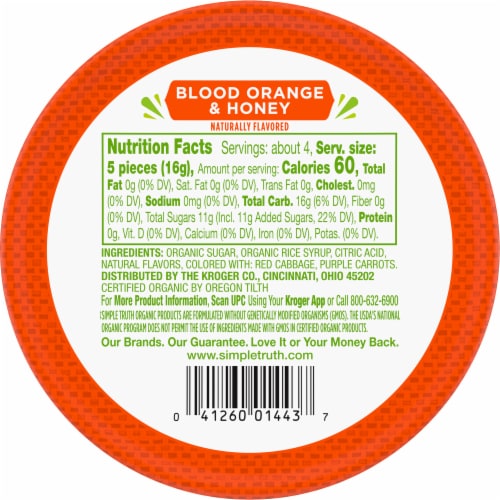 Simple Truth Organic™ Blood Orange & Honey Hard Candies Perspective: back