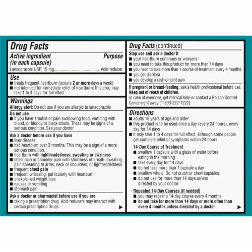 Kroger® 24 Hour Lansoprazole Capsules Perspective: back