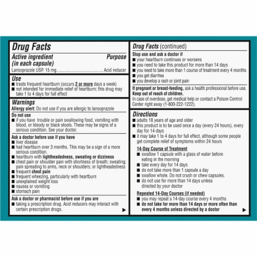 Kroger® Lansoprazole 24 Hour Acid Reducer Capsules Perspective: back