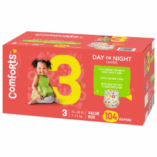 Comforts™ Day or Night Diapers Size 3 (16-28 lbs) Perspective: back
