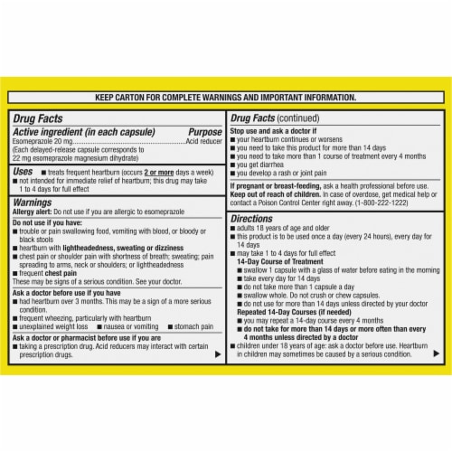 Kroger® Esomeprazole Magnesium Mini Capsules Perspective: back
