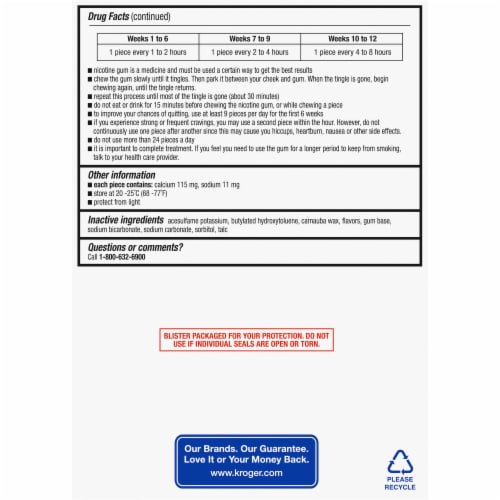 Kroger® Original Uncoated 2mg Nicotine Gum Perspective: back