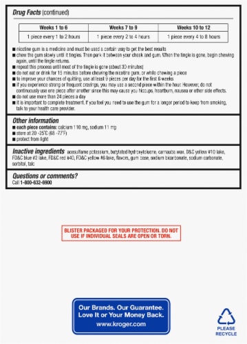 Kroger® Original Uncoated 4mg Nicotine Gum Perspective: back