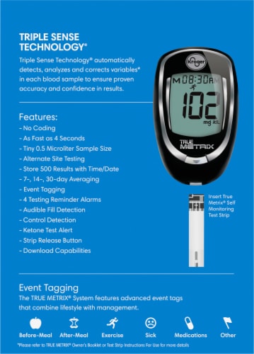 Kroger® True Metrix Self-Monitoring Blood Glucose Meter Kit Perspective: back