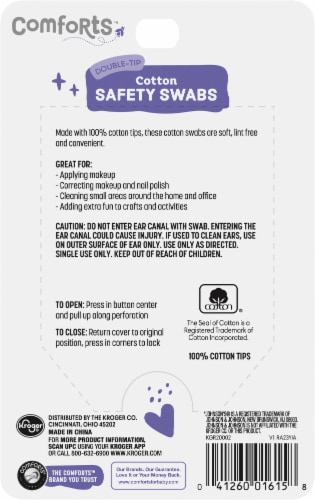 Comforts™ Double Tip Cotton Safety Swabs Perspective: back