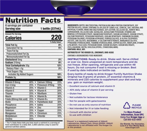 Kroger® Fortify Original Vanilla Nutrition Protein Shake Perspective: back