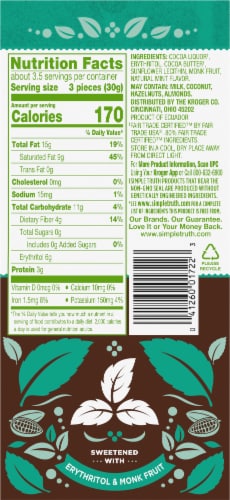 Simple Truth 80% Cacao No Sugar Added Dark Chocolate Mint Bar Perspective: back