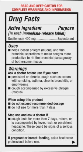 Smart Way™ Mucus Relief Tablets Perspective: back