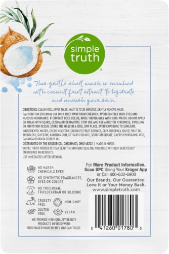 Simple Truth® Beauty Coconut Facial Sheet Mask Perspective: back