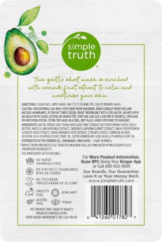 Simple Truth® Moisturizing Avocado Facial Sheet Mask Perspective: back