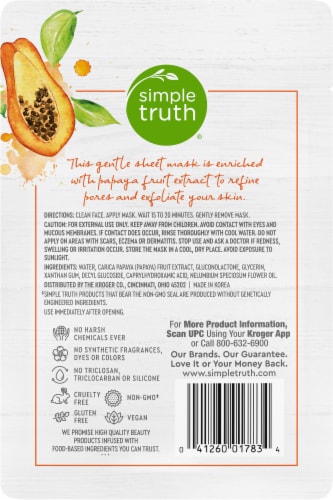 Simple Truth® Exfoliating Papaya Facial Sheet Mask Perspective: back