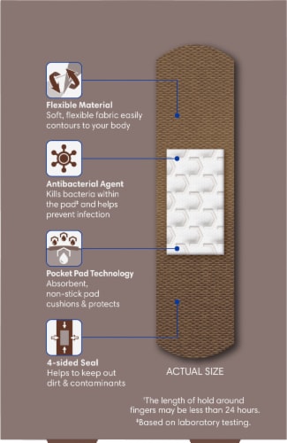 Kroger® Advanced Antibacterial Flexible Fabric Dark Brown Bandages Perspective: back