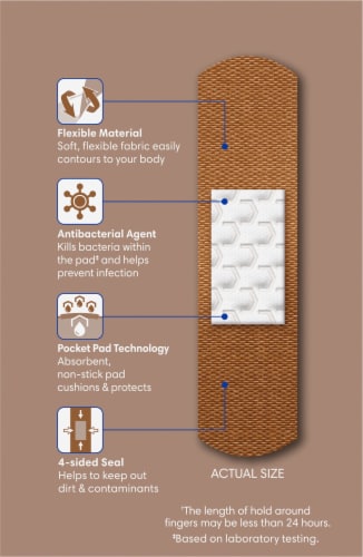 Kroger® Advanced Antibacterial Flexible Fabric Bandages - Brown Perspective: back